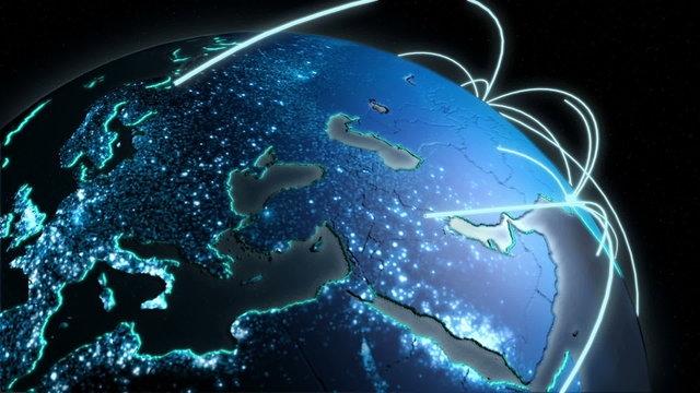 3D business communication global motion graphics technology wireless rotation