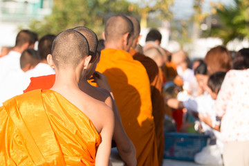 Buddhist monks Walk to receive food