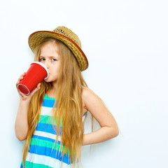 Little Girl drink coffee as adult.