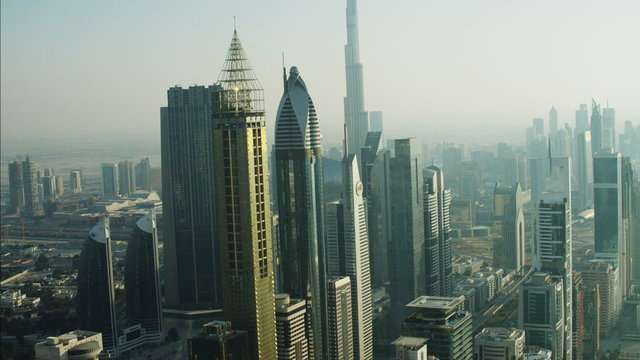Aerial Dubai Burj Khalifa Sheikh Zayed Road Dubai Metro Rail UAE 