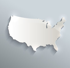 USA map blue white card paper 3D raster