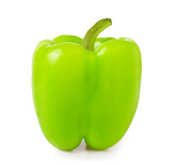 fresh green bell pepper on a white background