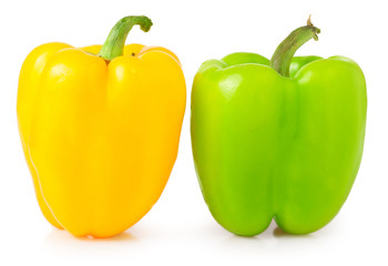  yellow green pepper on white background