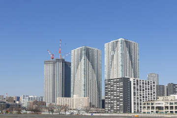 Obraz premium 2020年東京オリンピック選手村建設地から望む 晴海高層ビル マンション群