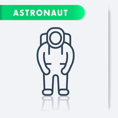 Astronaut, space suit line icon, vector illustration