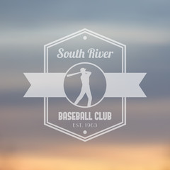 Baseball club vintage logo, badge, with baseball player at bat, vector illustration