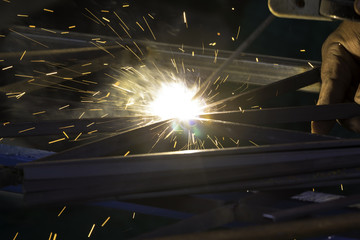 Steel welder was working
