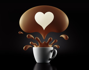 High Resolution Heart Splash Cup Concept.