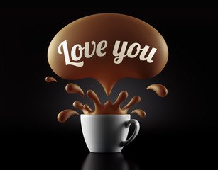 High Resolution Love You Splash Cup Concept.