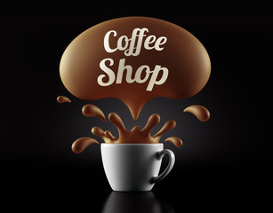 High Resolution Coffee Shop Splash Cup Concept.