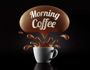 High Resolution Morning Coffee Splash Cup Concept.