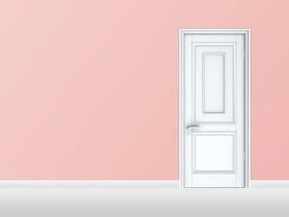 White Closed Door with Frame Isolated on Background