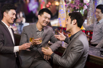 Business partners talking in bar