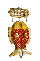 Oriental Chinese new year twin fish ornaments for decoration on
