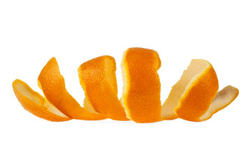 Orange peel against white background