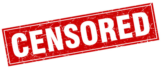 censored red square grunge stamp on white