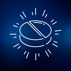 Obraz premium Medicine icon. Medication sign. Tablet symbol. Thin line icon on blue background. Vector illustration.