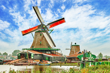 Unique old, authentic, real working windmills in the suburbs of