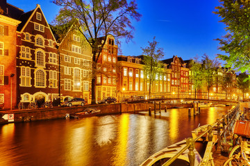 Naklejka premium Beautiful Amsterdam city at the evening time.