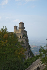 Fototapeta na wymiar View of the Fortress of Guaita, Republic of San Marino 