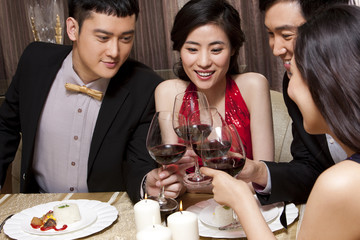 Young people having dinner