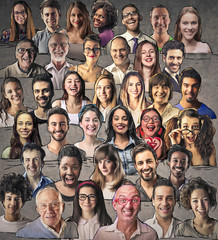 Mosaic of smiling people