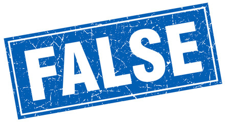 false blue square grunge stamp on white