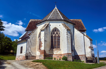 Fototapeta na wymiar Medieval parish church in Champagne, France.