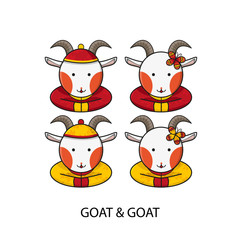 Goat Chinese Happy New Year Vector Illustration