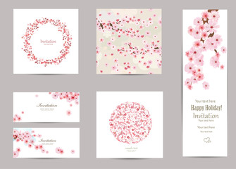 collection of greeting cards with a blossom sakura for your desi