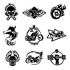 Bikers badges emblems vector icons