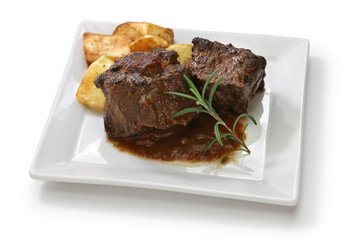 oxtail stew with potato, rabo de toro estofado con patatas, spanish cuisine