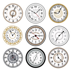 Clock watch alarms vector icons illustration