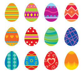 Easter eggs vector flat syle icons isolated on white background