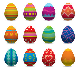 Easter eggs vector flat syle icons isolated on white background