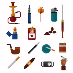Smoking silhouette vector icons collection