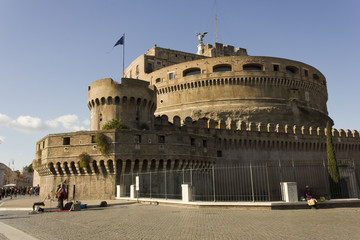 Fototapeta na wymiar Overview of Castel Sant'Angelo in Rome, Italy, in a sunny day