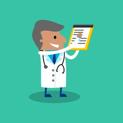 International Doctor Checking Paper On Clipboard