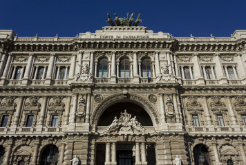Architectural c lose up of Palace of Justice in Rome, Italy