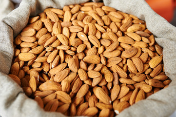 almonds in a bag at the farmers market