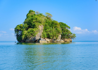 Ocean island of blue water