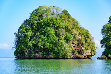 Ocean island of blue water