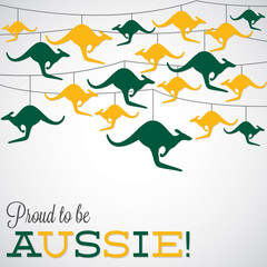 Kangaroo ornament Australia day Card in vector format.