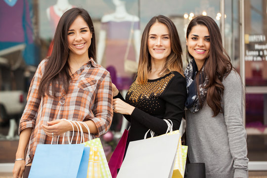 Beautiful women shopping together