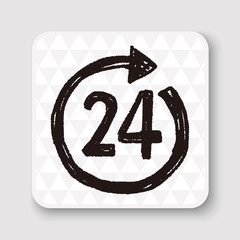 24 hours customer service doodle drawing