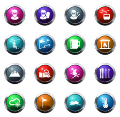 Skiing icons set