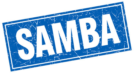 Fototapeta premium samba blue square grunge stamp on white