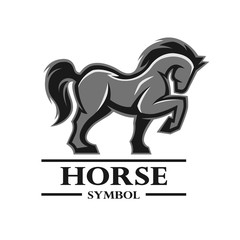 Horse symbol, logo, labels.