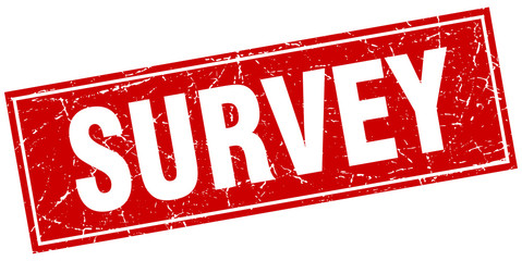 survey red square grunge stamp on white