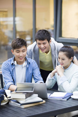 Young college students studying